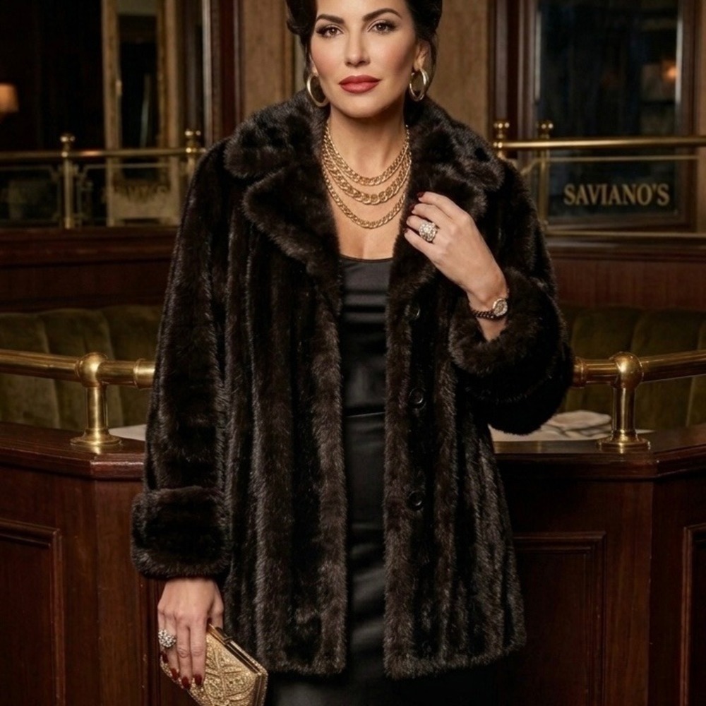 Vintage Marvin Richards Brown Faux Fur Coat Luxury, old money glam, Mobwife M